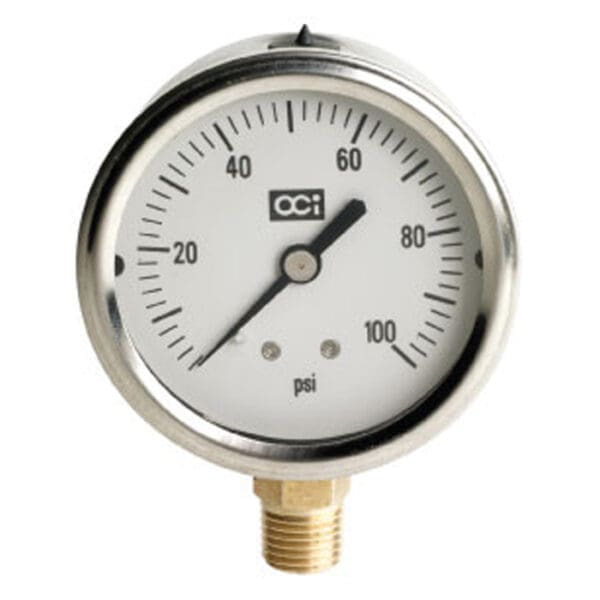 Pressure gauge showing psi measurements.