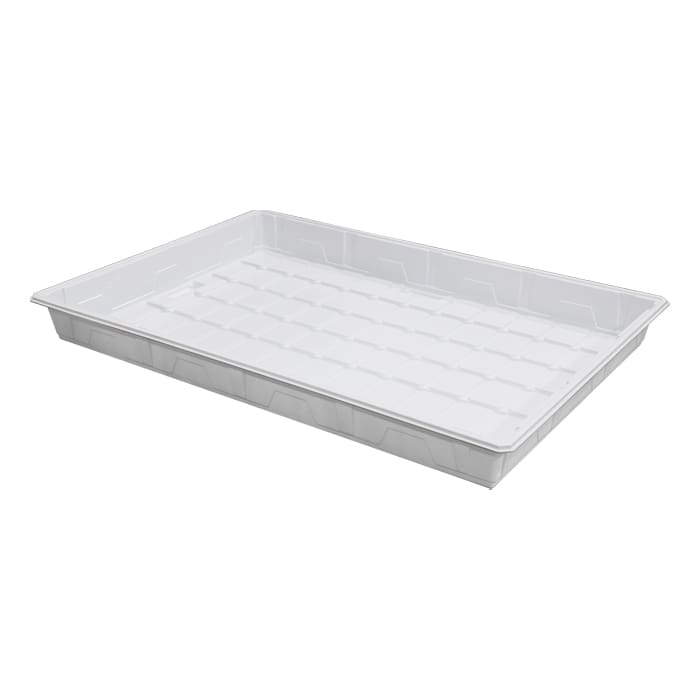 White plastic tray with ridged surface.