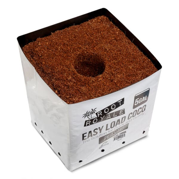 Coconut coir planting material in a box.