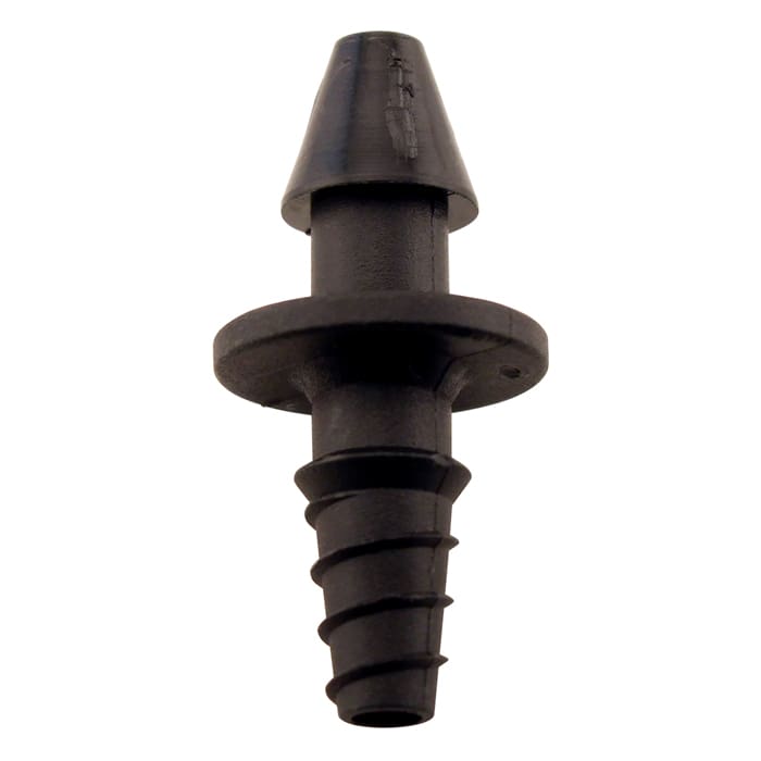 Black rubber plug with tapered end.