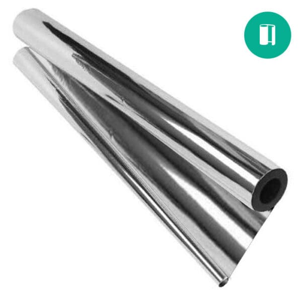 Aluminum foil rolls on a white background.