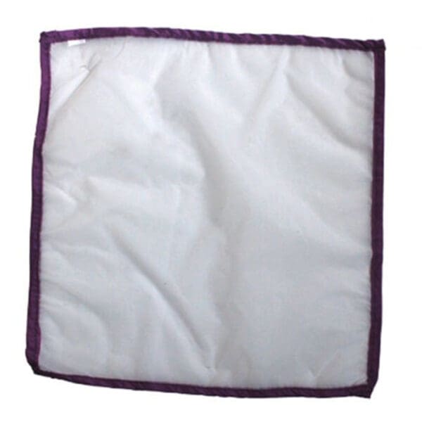 White square fabric with purple border.