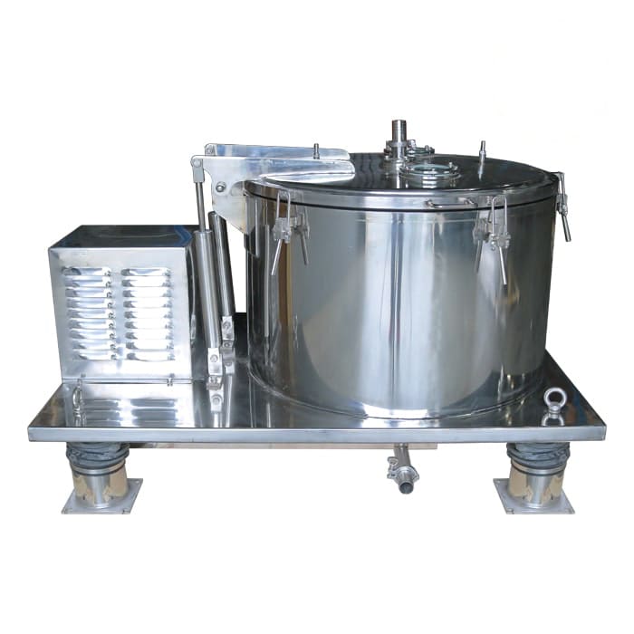 Stainless steel industrial processing machine.