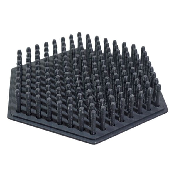 Black hexagonal base with multiple raised spikes.