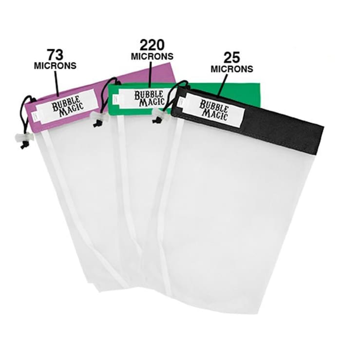 Three mesh bags with micron ratings.