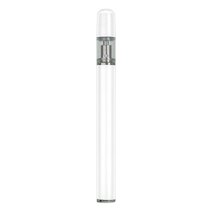 White vape pen with clear tank.