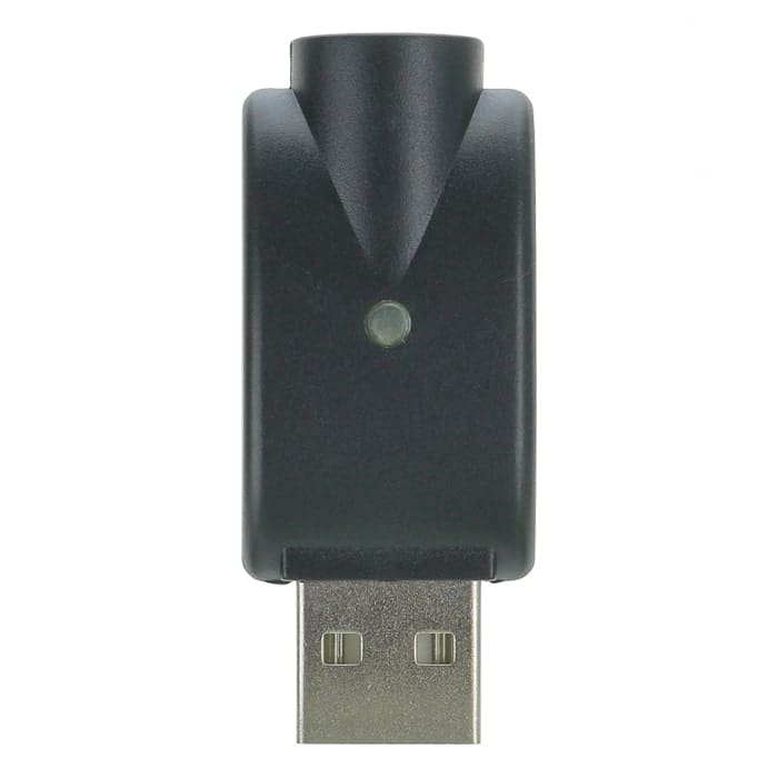 Black USB device with indicator light.