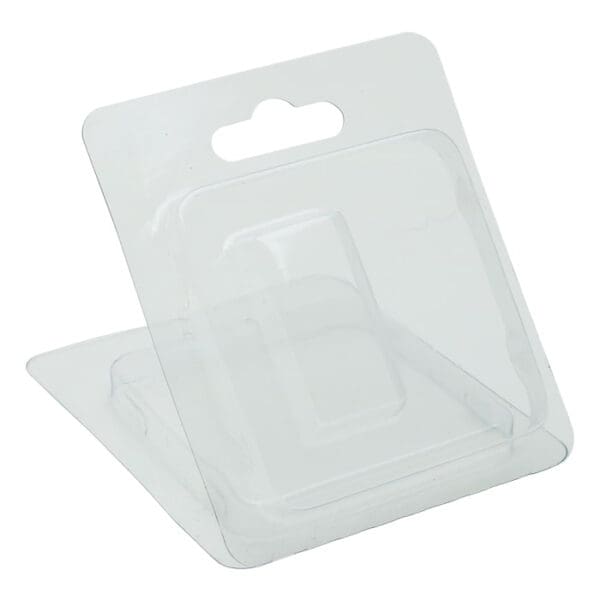 Clear plastic packaging with hanging tab.