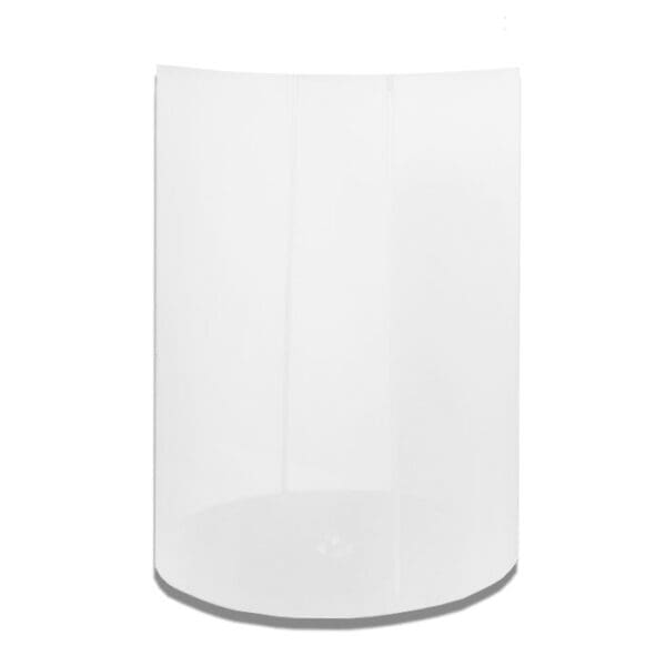 Transparent cylindrical container on a white background.