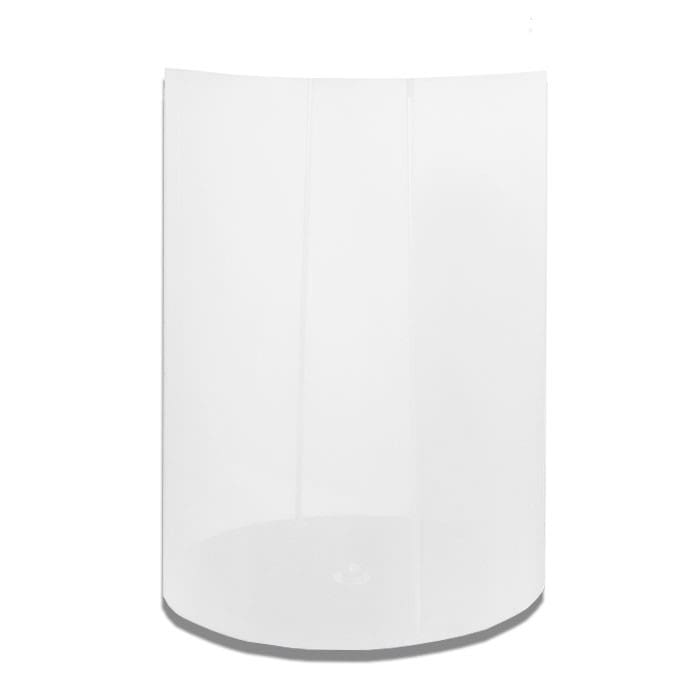 Clear cylindrical container on a white background.