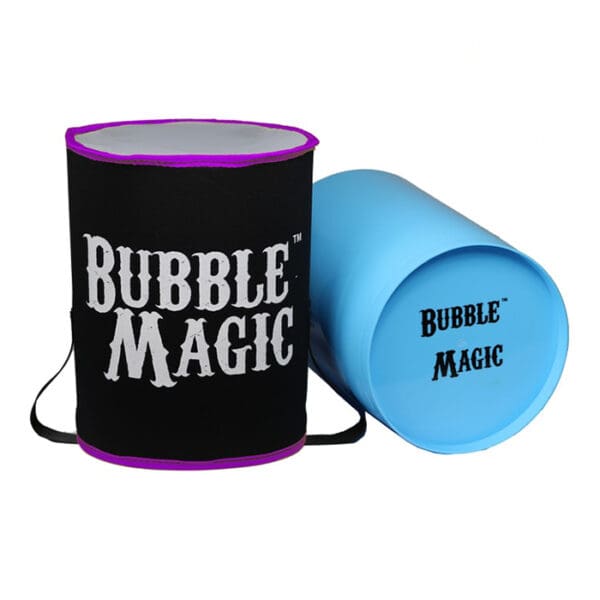 Black and blue Bubble Magic containers.