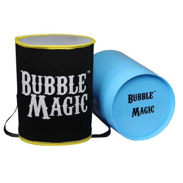 Bubble Magic storage containers in black and blue.