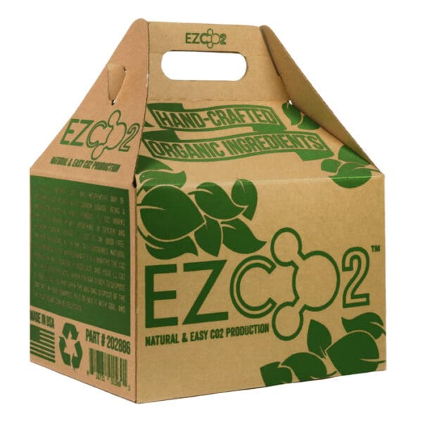 Brown packaging box for organic CO2 production.