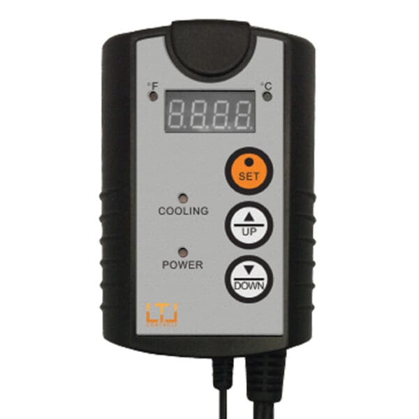 Digital temperature controller with buttons and display.