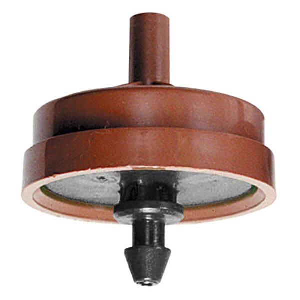 Brown spinning top toy with a pointed base.