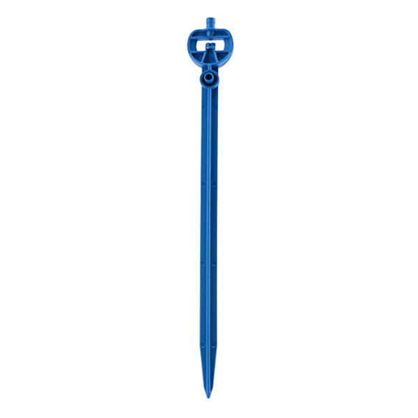 Blue ground stake with handle for stability.