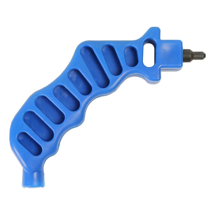 Blue ergonomic hand tool with grip.