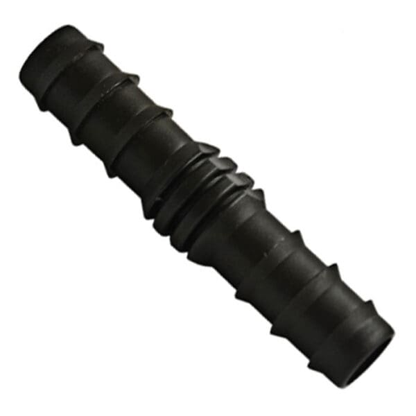 Black plastic connector with ridged surface.