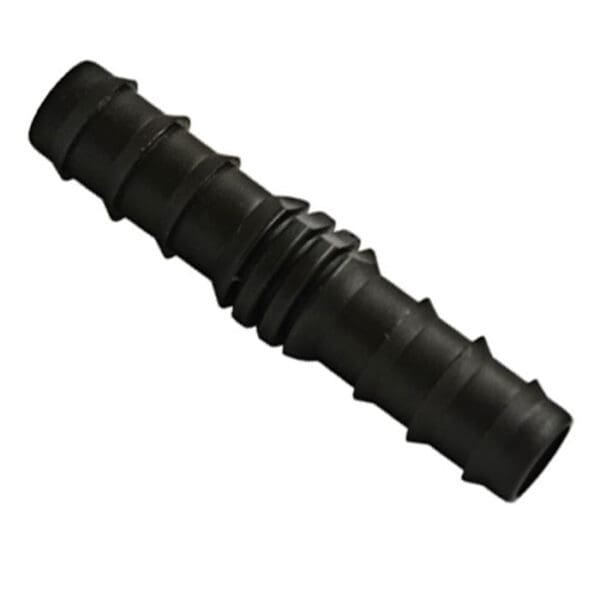 Black plastic connector with ridges.