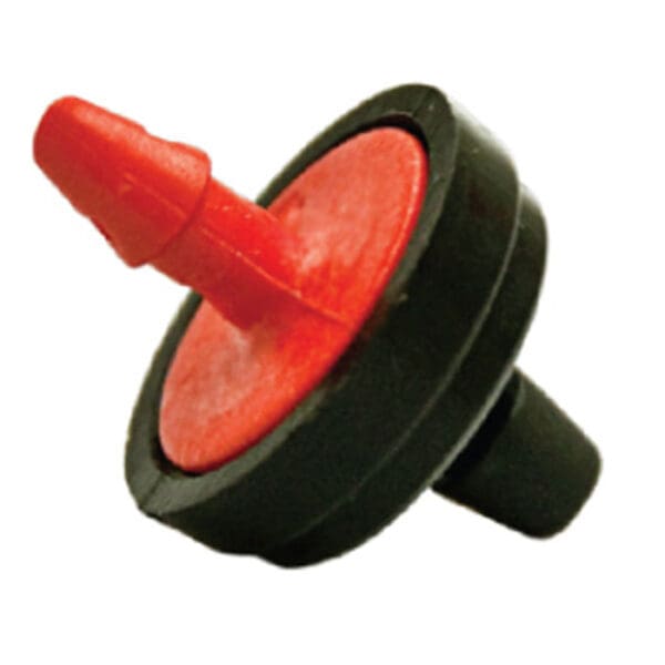 Red and black plastic stopper or plug.