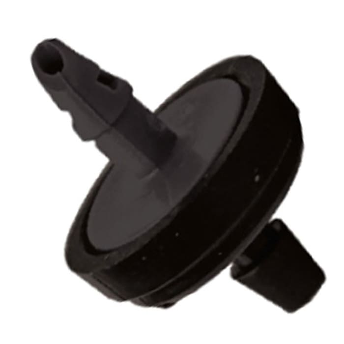 Black rubber valve with two connectors.