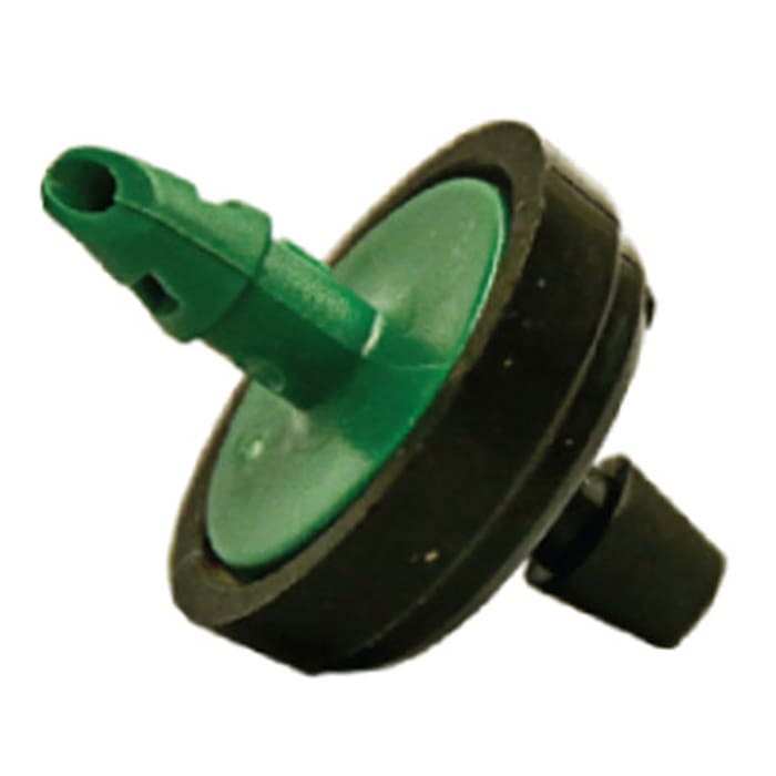 Green and black garden hose connector.