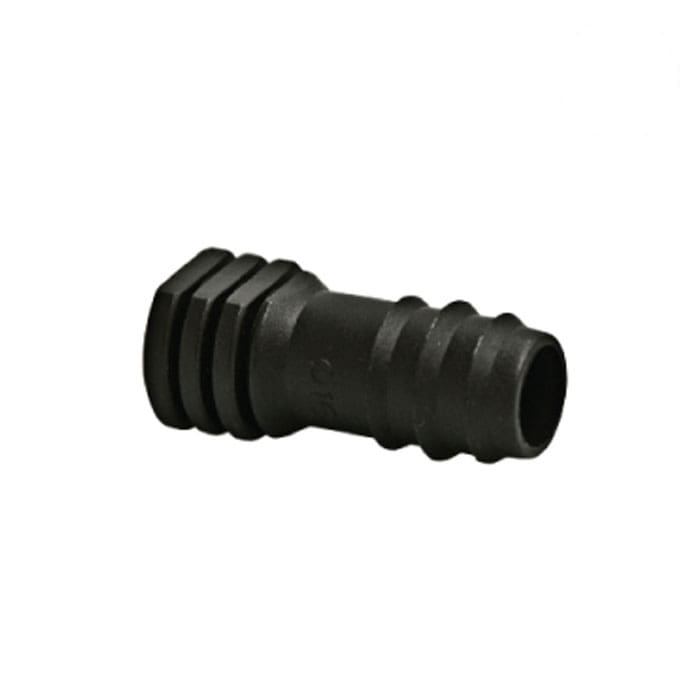 Black plastic connector with ridged grip.