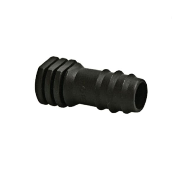 Black rubber connector with ridged texture.