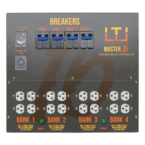 Lighting relay controller with multiple outlets.