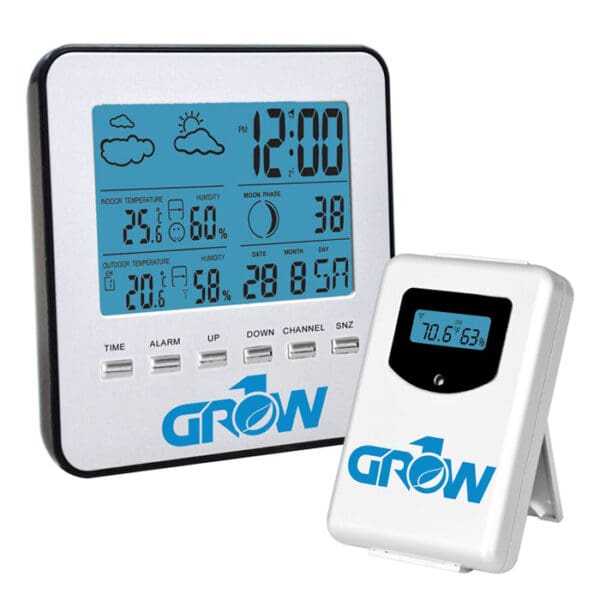 Digital weather station with indoor, outdoor readings.