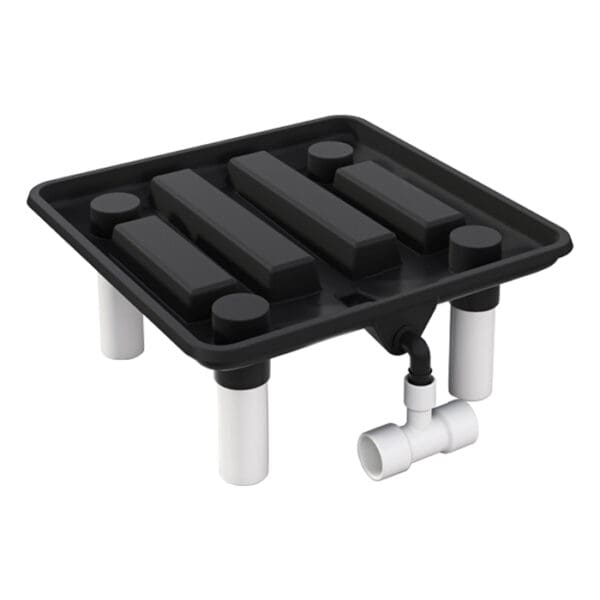 Black and white plastic drainage platform.