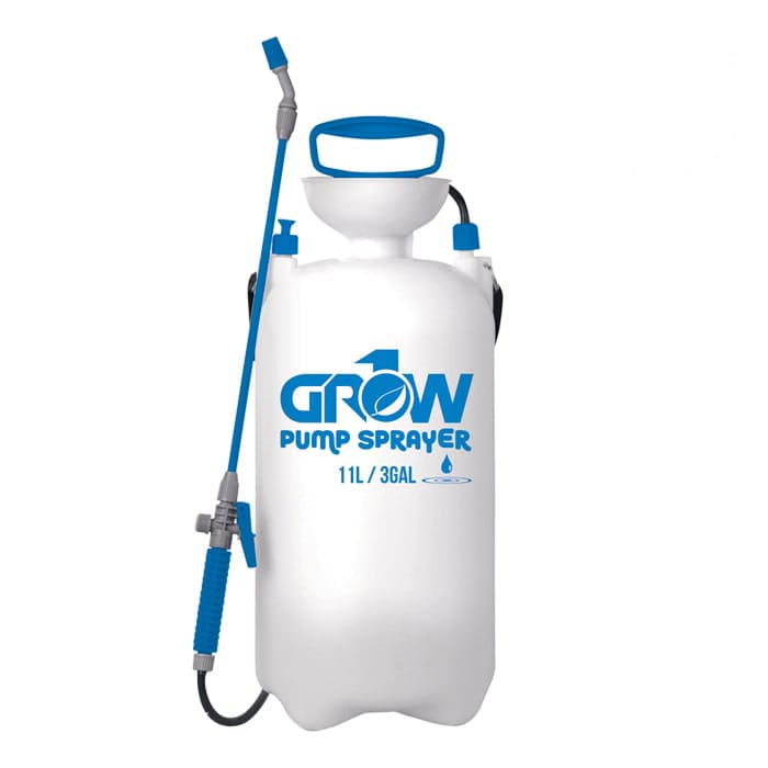 White pump sprayer with blue accents.