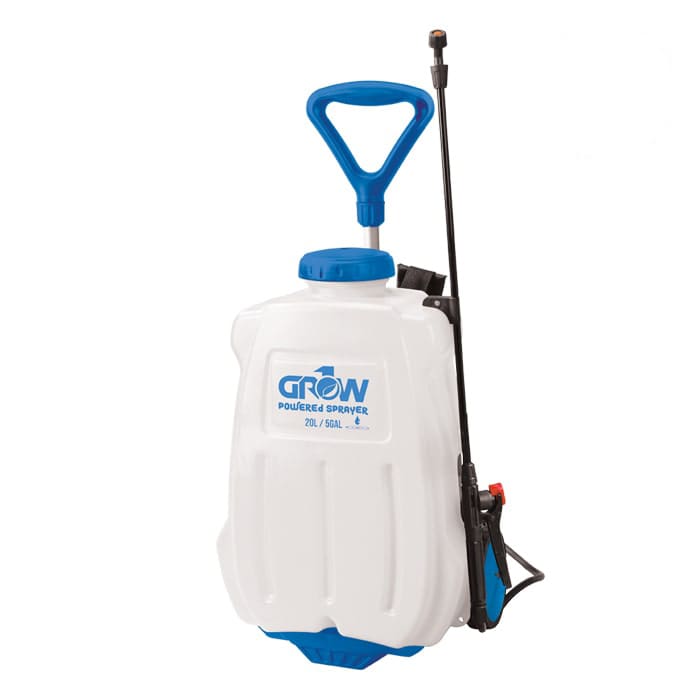 Power sprayer with blue handle and nozzle.