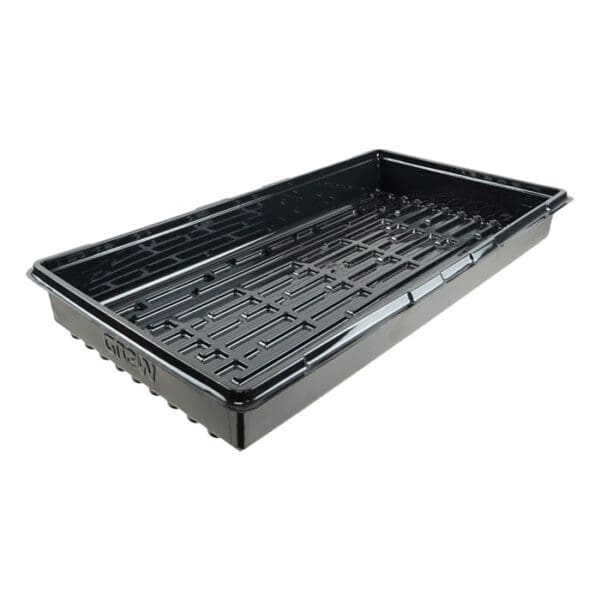 Black plastic planting tray for seedlings.