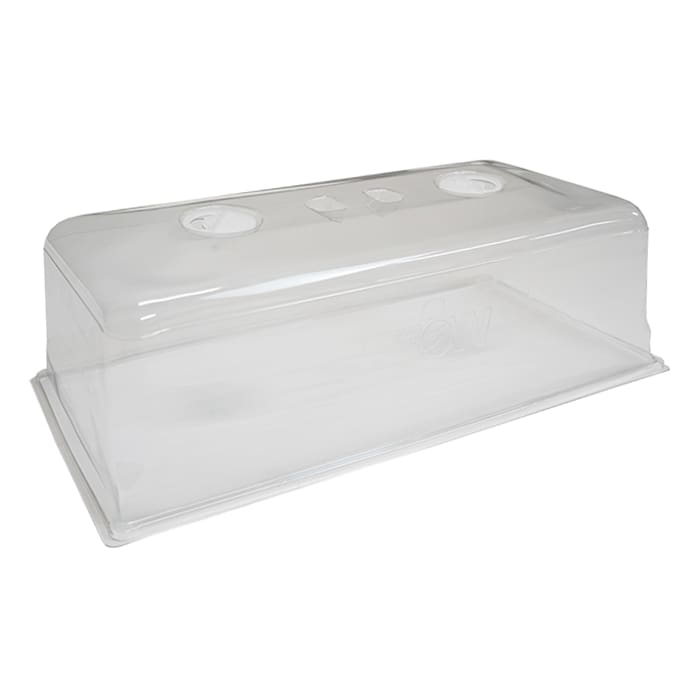 Clear plastic storage container with lid.