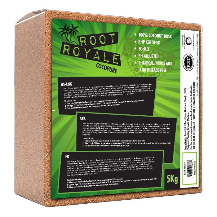 Coconut coir product packaging information.