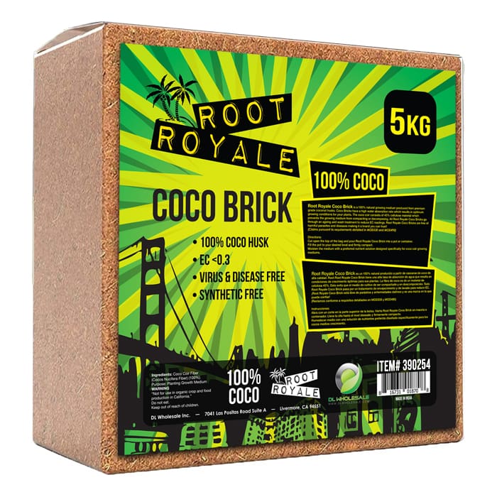 Coco brick product packaging for gardening.