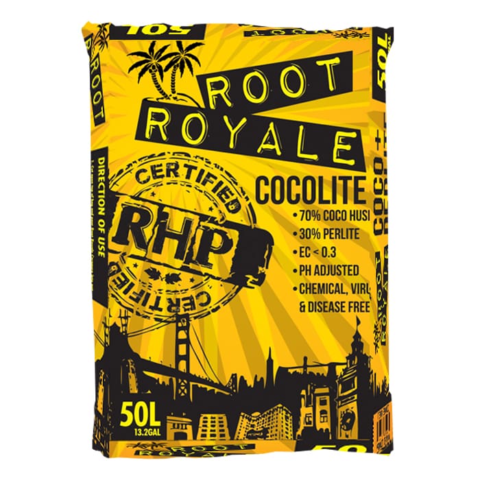 Coco substrate bag labeled "Root Royale."