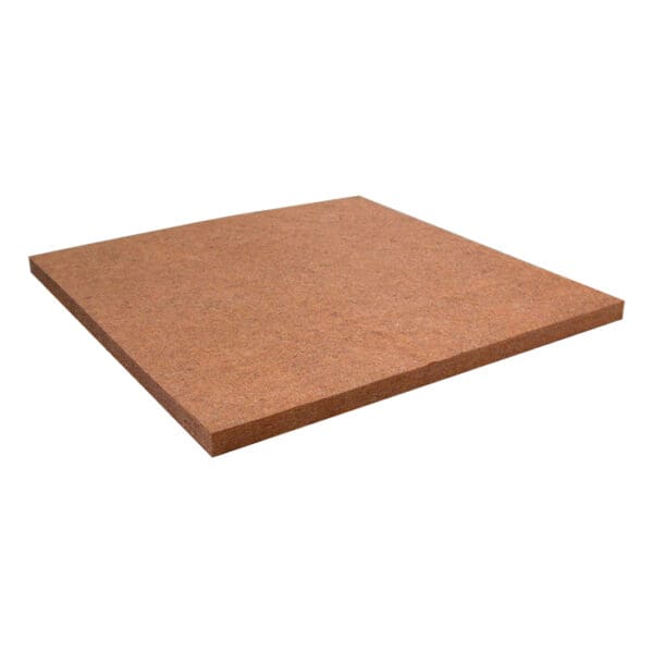 Square cork board on a white background.