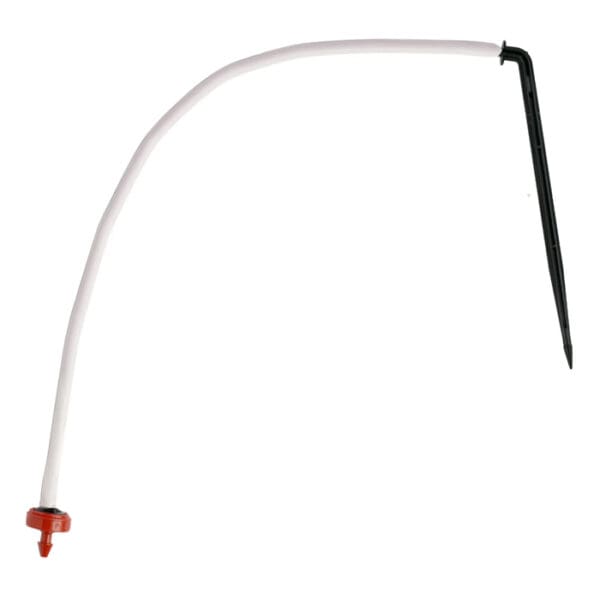 Plastic tubing with a black and red nozzle.