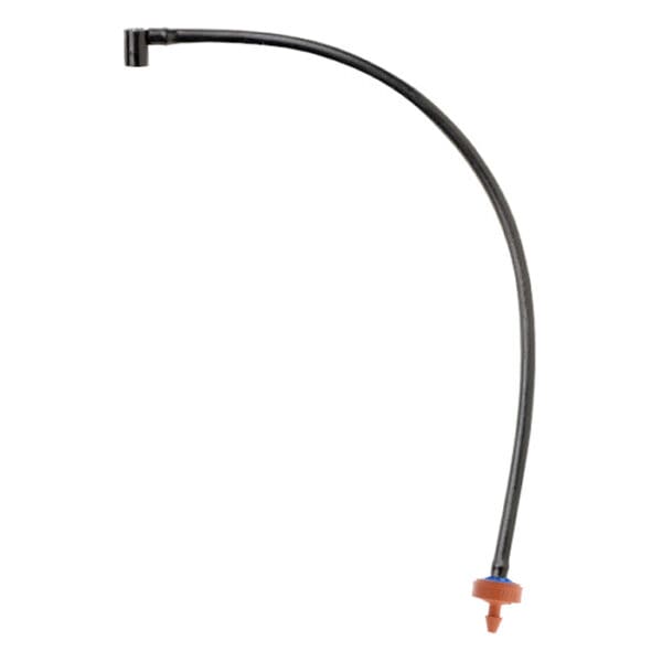 Black flexible hose with orange connector end.