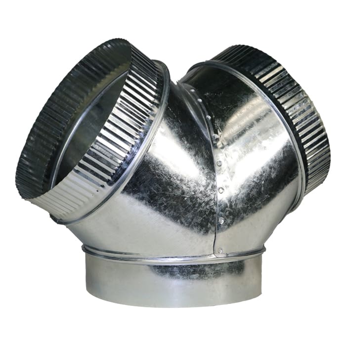 Galvanized metal ductwork elbow joint.