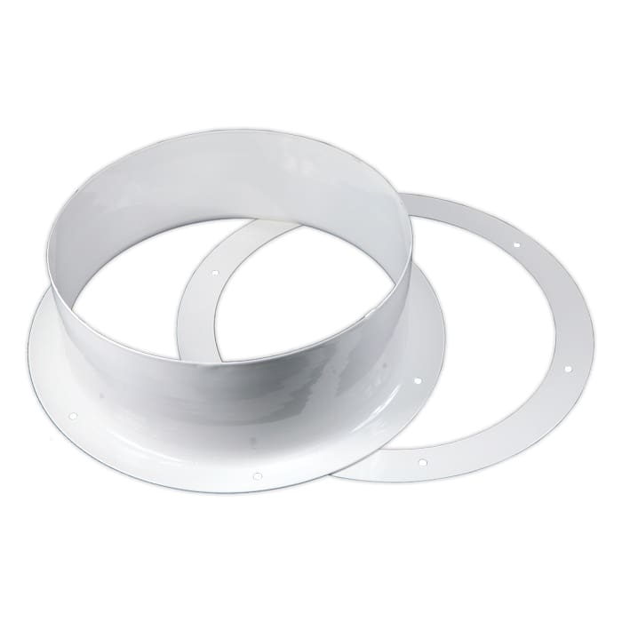 Two circular white metal rings.