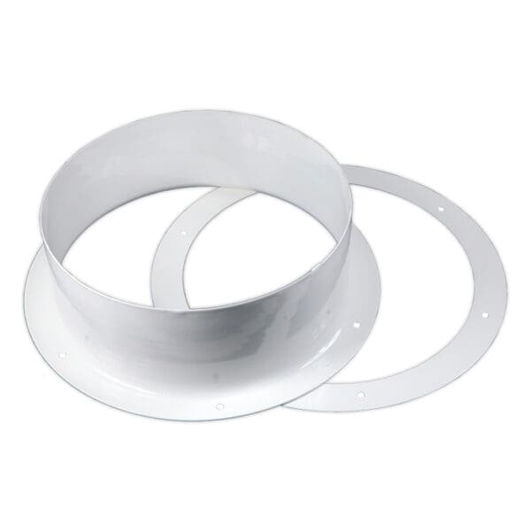 White circular metal rings on a surface.