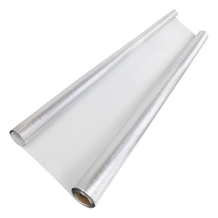 Silver wrapping paper on two rolls.