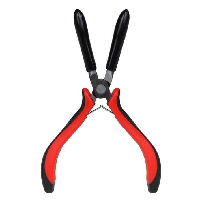 Red and black pliers with pointed tips.