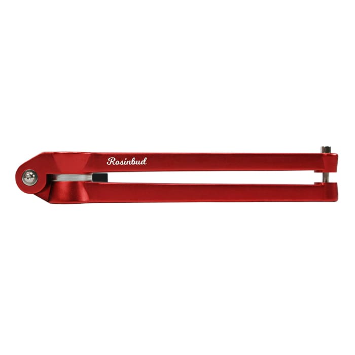 Red folding tool with "Rosinbud" branding.