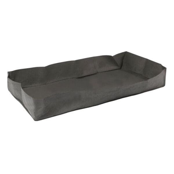 Gray rectangular pet bed with raised edges.