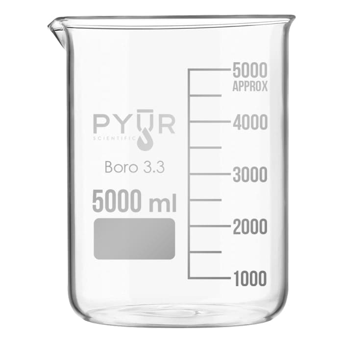 5000 ml glass beaker with measurement markings.