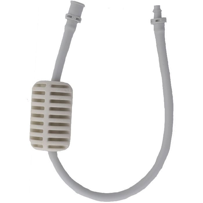 White connector with filter attachment.